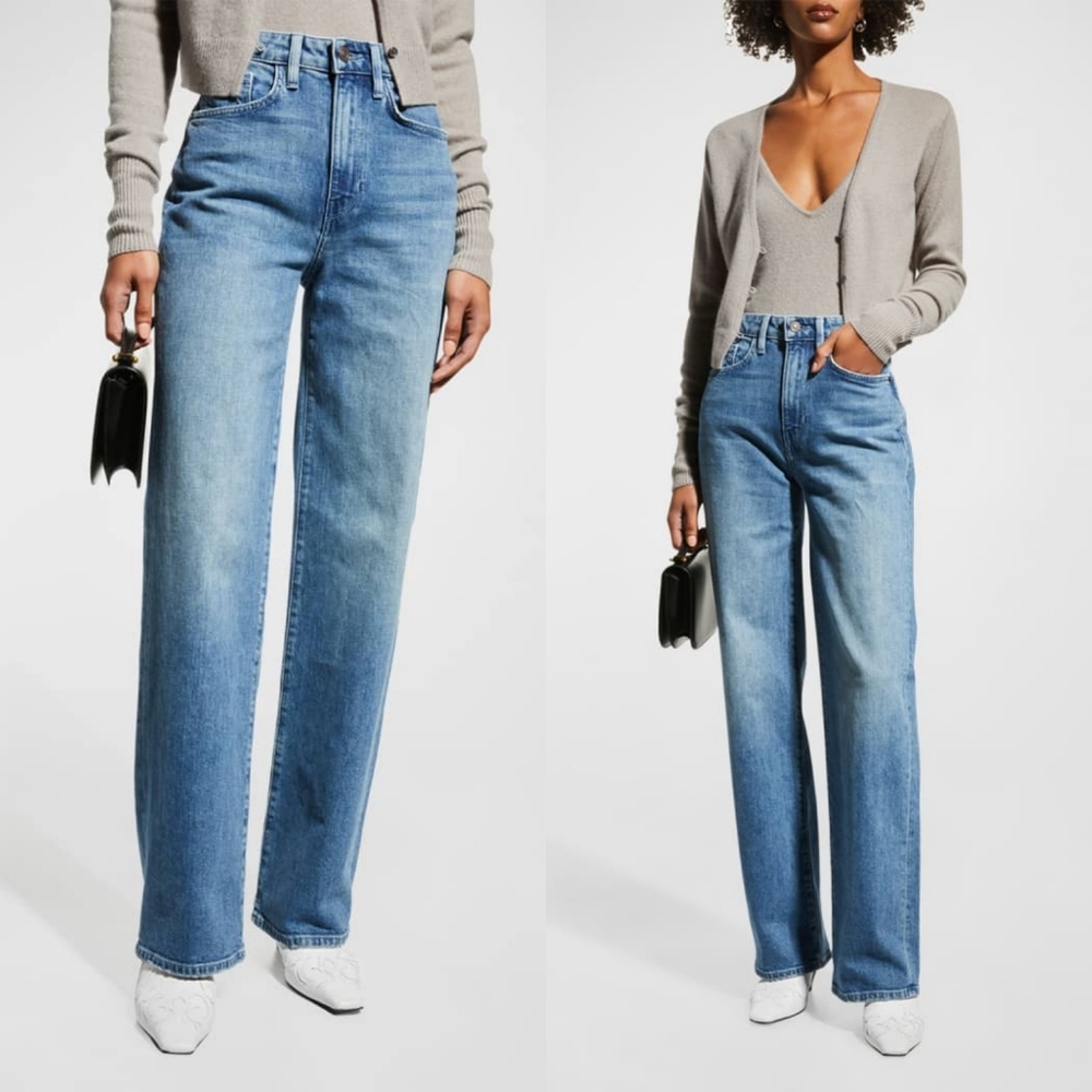 Lafayette 148 New York Light Blue Wide-Leg Jeans